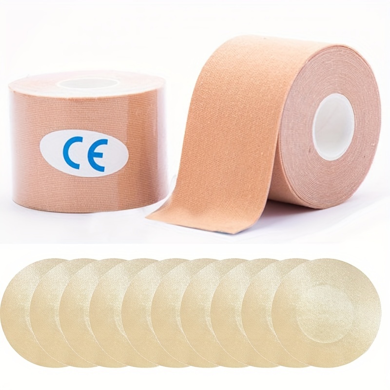 Transparent Breast Lift Tape and 10 Pcs Lace Petal Backless Nipple Cover  Set,Fashion Medical Athletic Body Boop Push Up bob Tape Invisible boobtape
