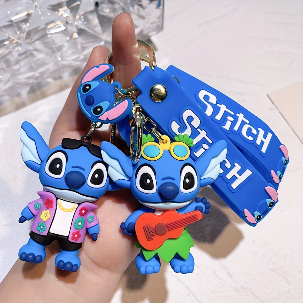 Dianey Anime Lilo & Stitch Action Figure Keychain Stitch Cute Silicone Doll  Keyrings for Car Key Holder Pendant Accessories Gift
