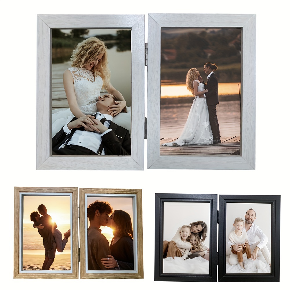 4x6 Double Picture Frame, Vertical Hinged Photo Frame 2 Opening