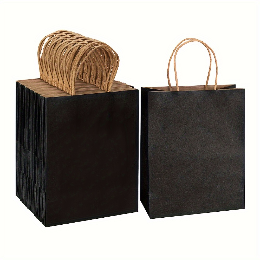 Paper Gift Bags Black Paper Bags Handles Medium Size Gift - Temu