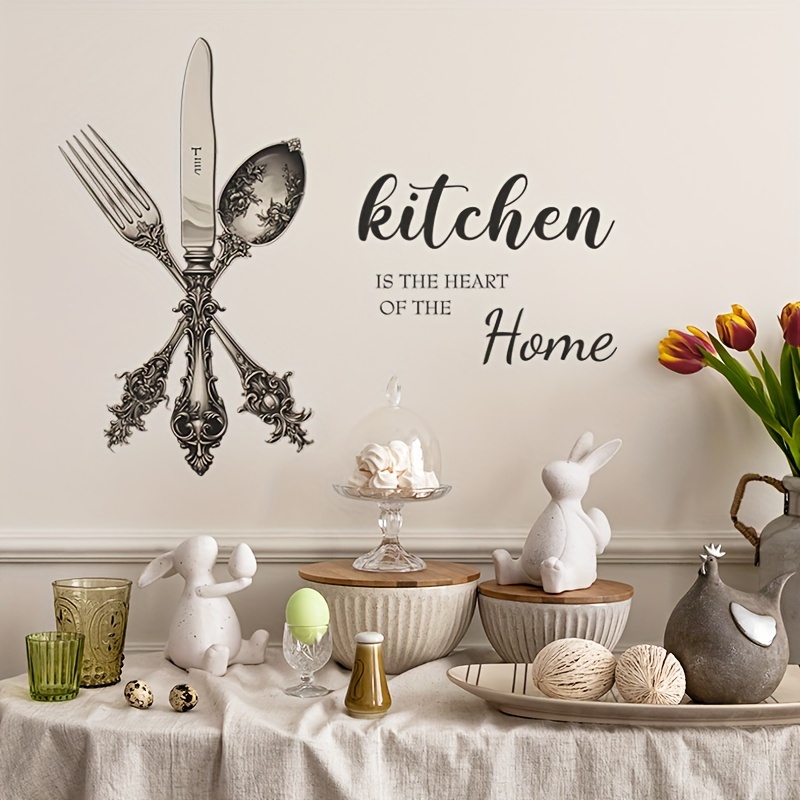 Calcomanías de pared para cocina, comedor, citas, calcomanías de pared con  texto en inglés The Kitchen The Heart of the Home, letrero de pared de