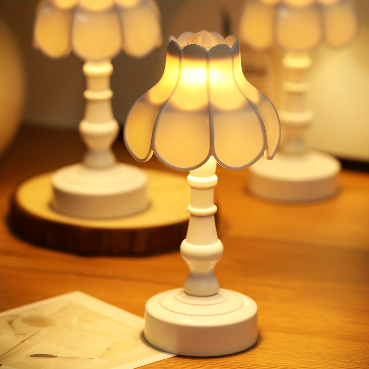 Lámpara recargable por USB, lámpara de flor de loto para niñas, lámparas  para dormitorios, lámpara de noche, lámpara de flor de loto, lámpara  pequeña