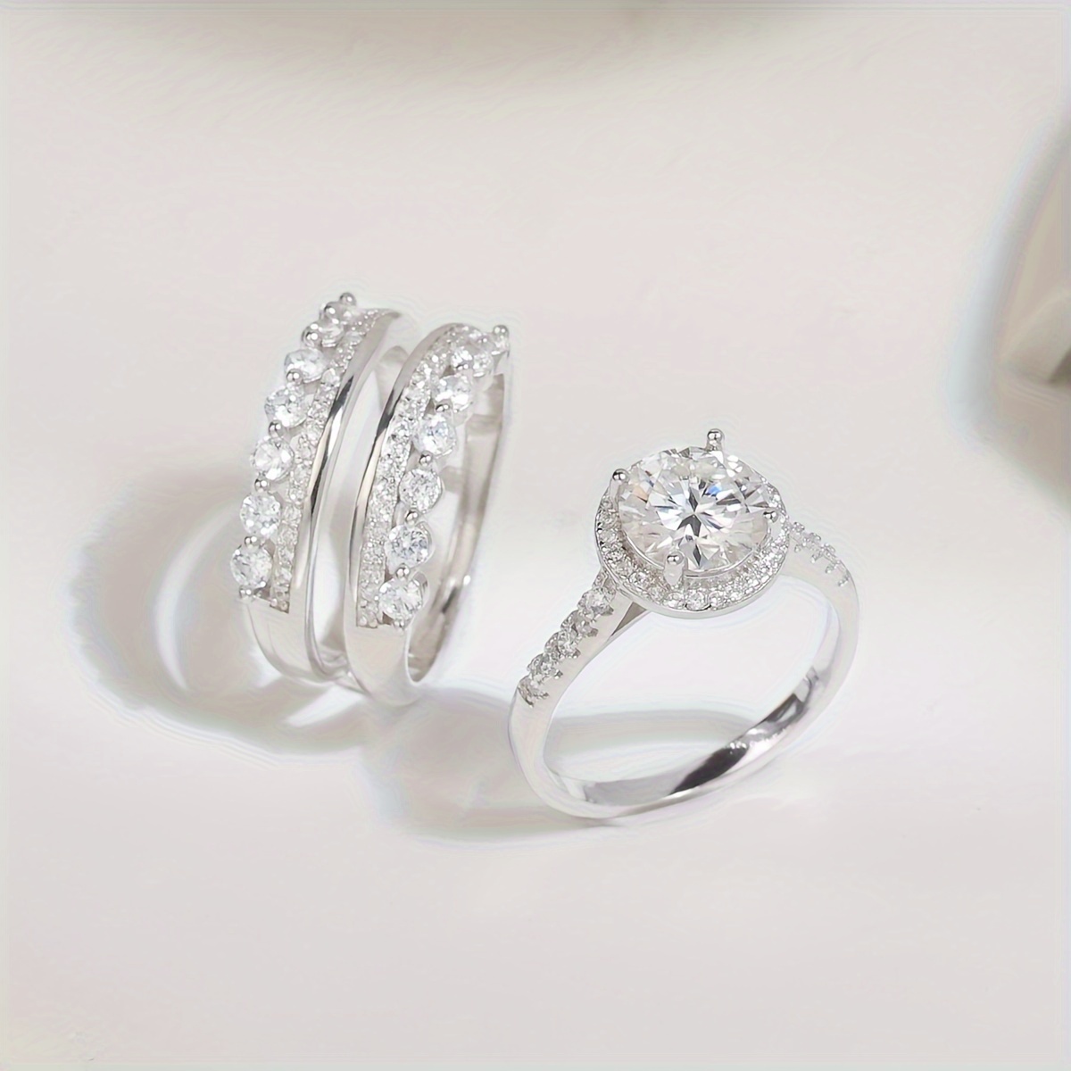 S925 2 Carat Moissanite Women's Ring Set