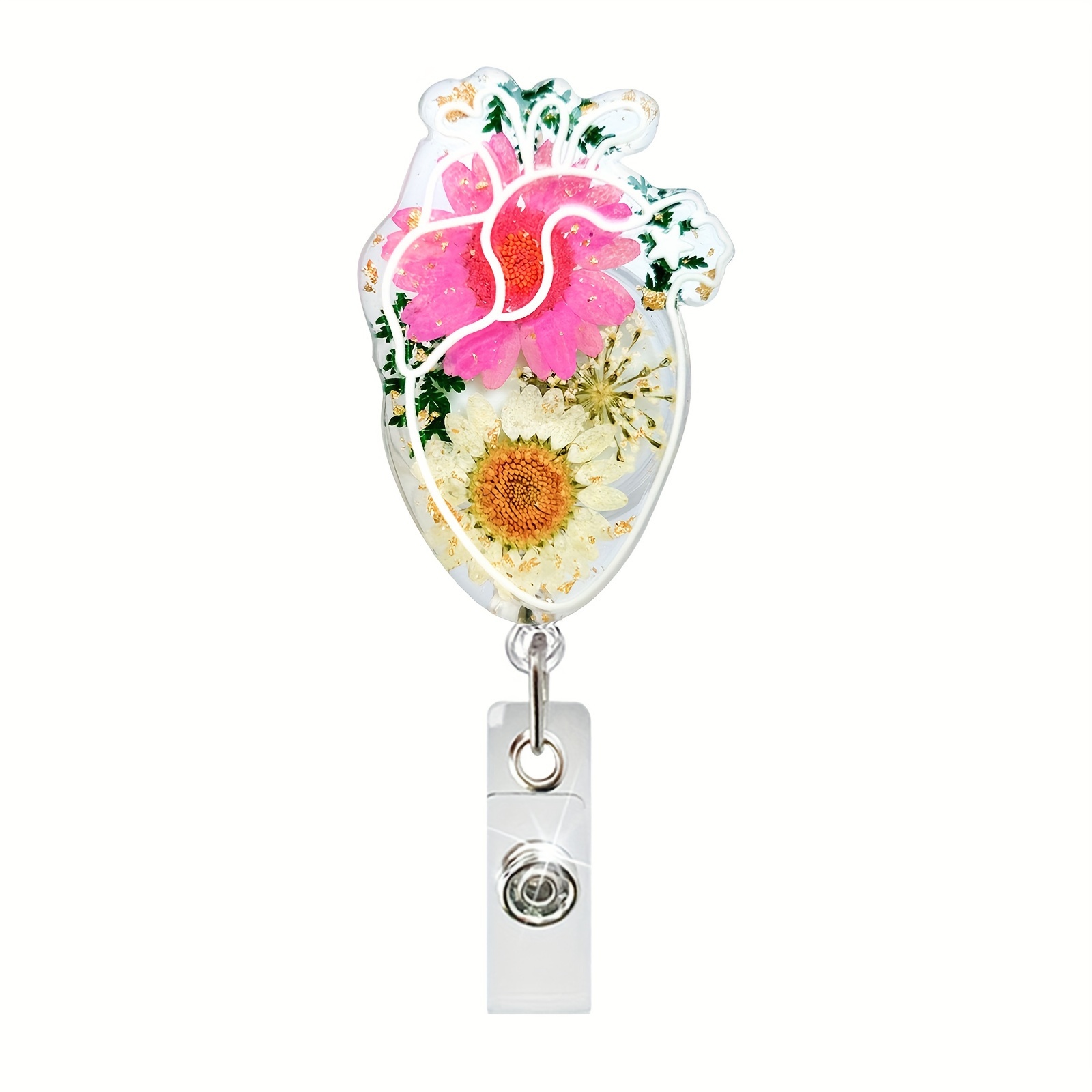 Buy Cute Badge Reel Retractable 7 PCS Flower Floral Nurse Badge