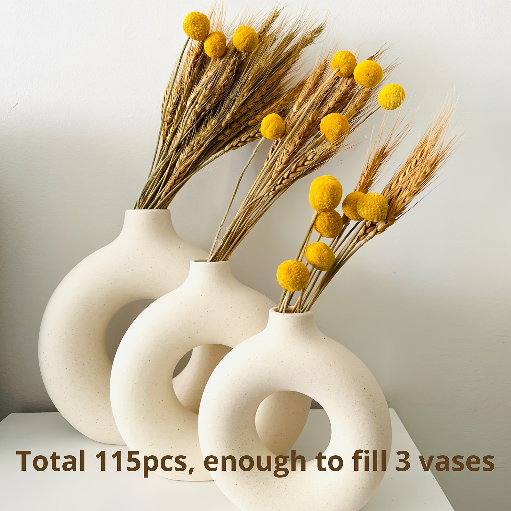 Dried Flowers with Stems Artificial Golden Wheat Bouquet 100pcs Natural  Flowers for Fall DIY Arrangement Decorative