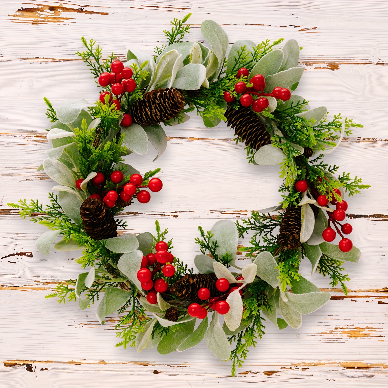 Christmas Candle Rings Wreath Mini Christmas Wreath With Red - Temu