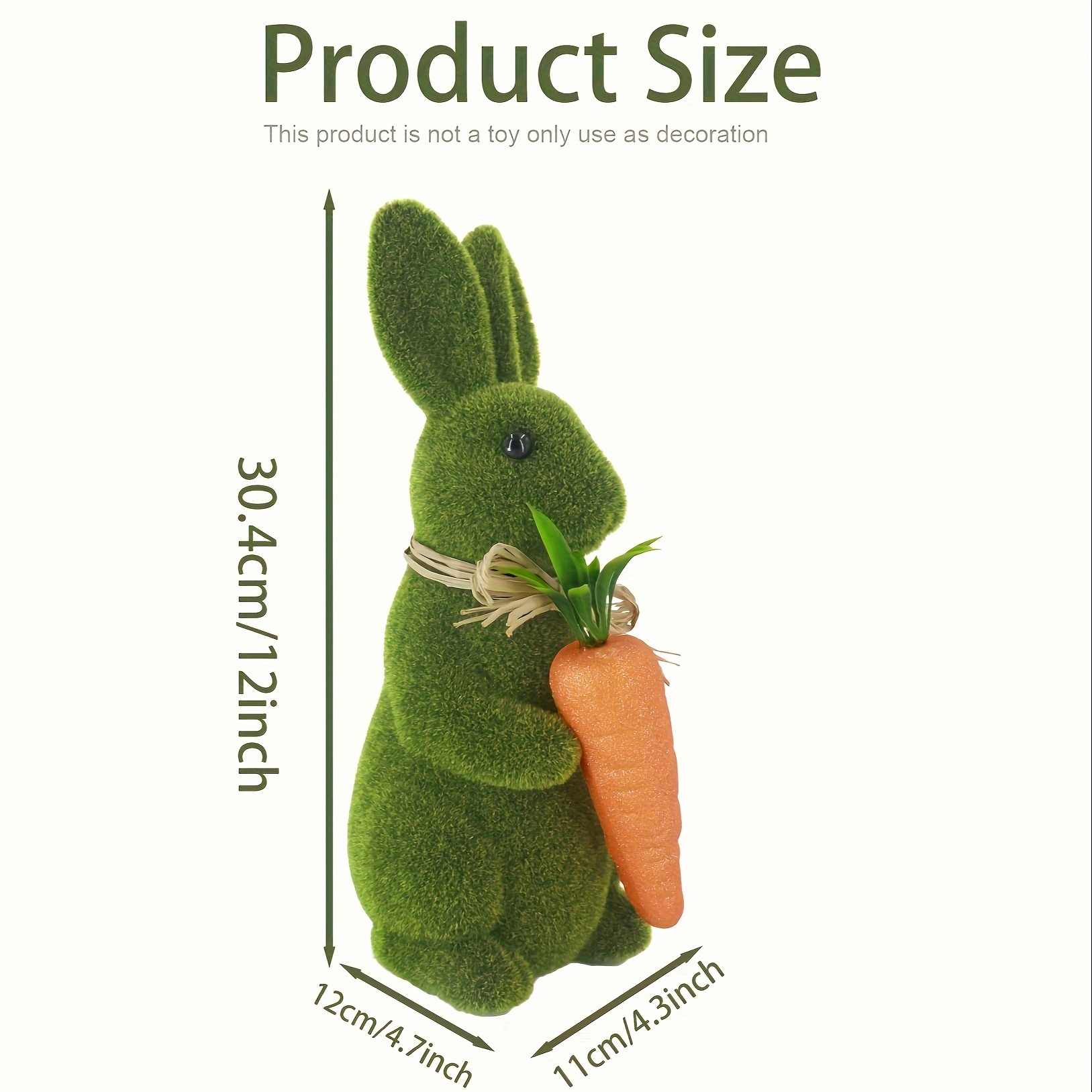 1pc easter moss bunny 12 hight flocked rabbit statue figurine for festival garden yard home party spring decoration craft decoration accessories desktop ornaments