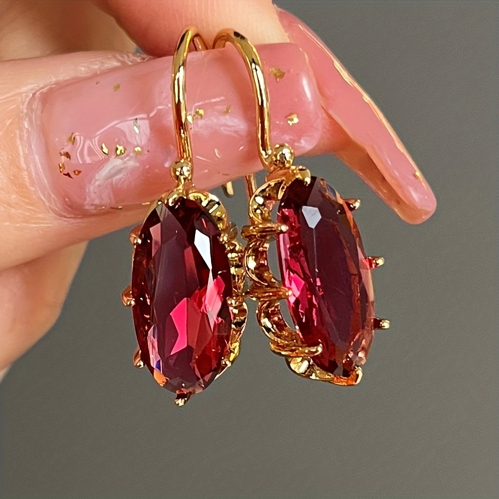 TEMU Stylish Oval Earrings With A Claw Setting, Perfect For Bridal Weddings, Engagements, And Vacation Parties