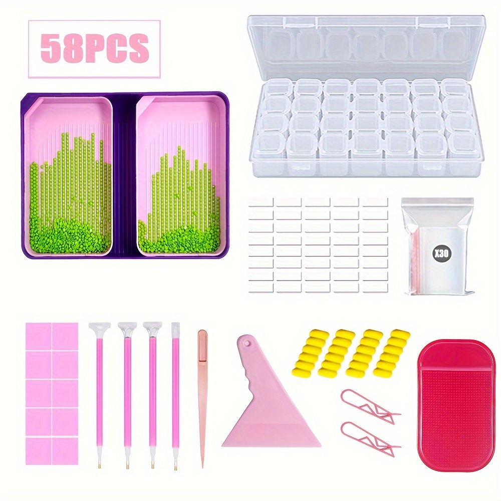 58pcs Diy Diamond Painting Tools And Accessory Kit, Variety Sizes