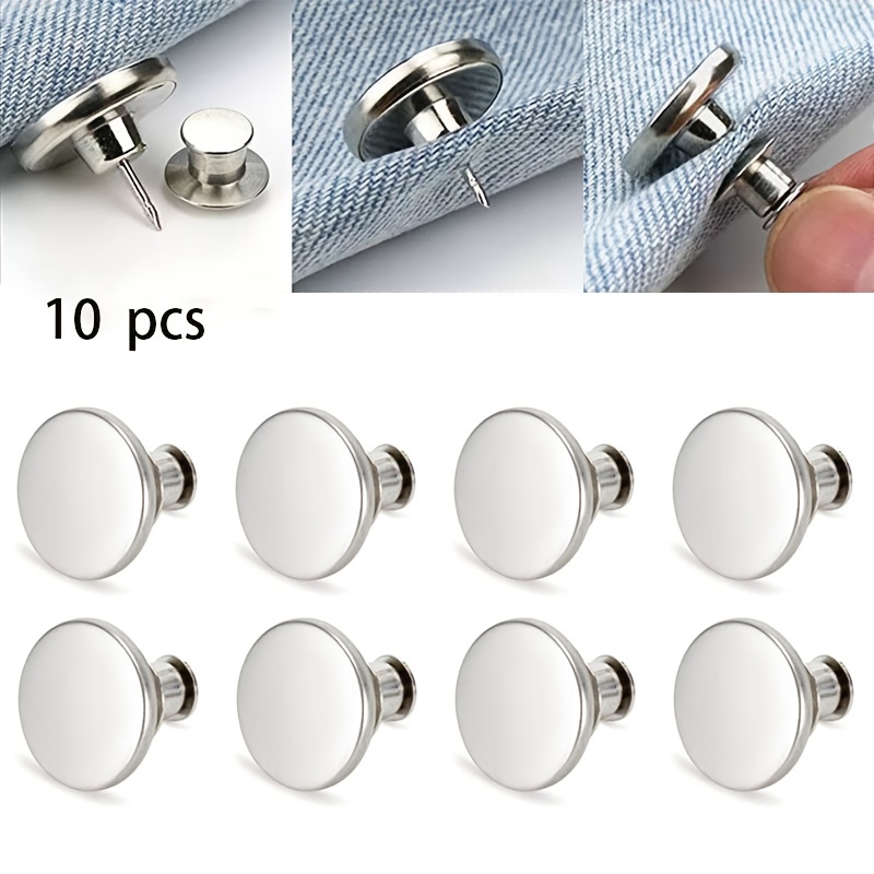 10pcs Detachable Metal Buttons Snap Fastener Pants Pin for Jeans