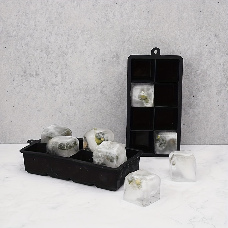 1pc Silicone Ice Tray with Lid for 8 Giant Ice Cubes, Whiskey Cocktails