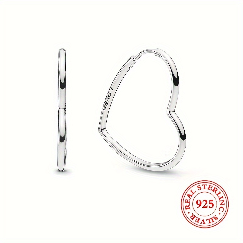 

Pretty 925 Sterling Silver Hypoallergenic Hoop Earrings With Heart Lover Letter Female Dating Gift