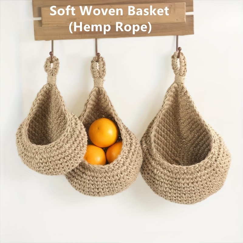 20PCS Small Hanging Fruit Basket, Potato and Onion Storage, Handmade Woven  Basket for Organizing, Boho Wall Baskets, Produce & Vegetable Keeper for  Kitchen 