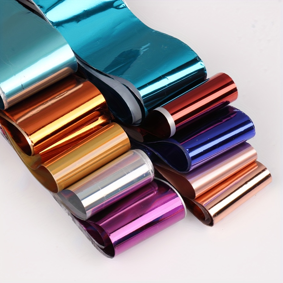 10 colors Sparkling Nail Foils with Mirror Effect - Charms Papers for Gel  Polish Transfer and Nail Decoration