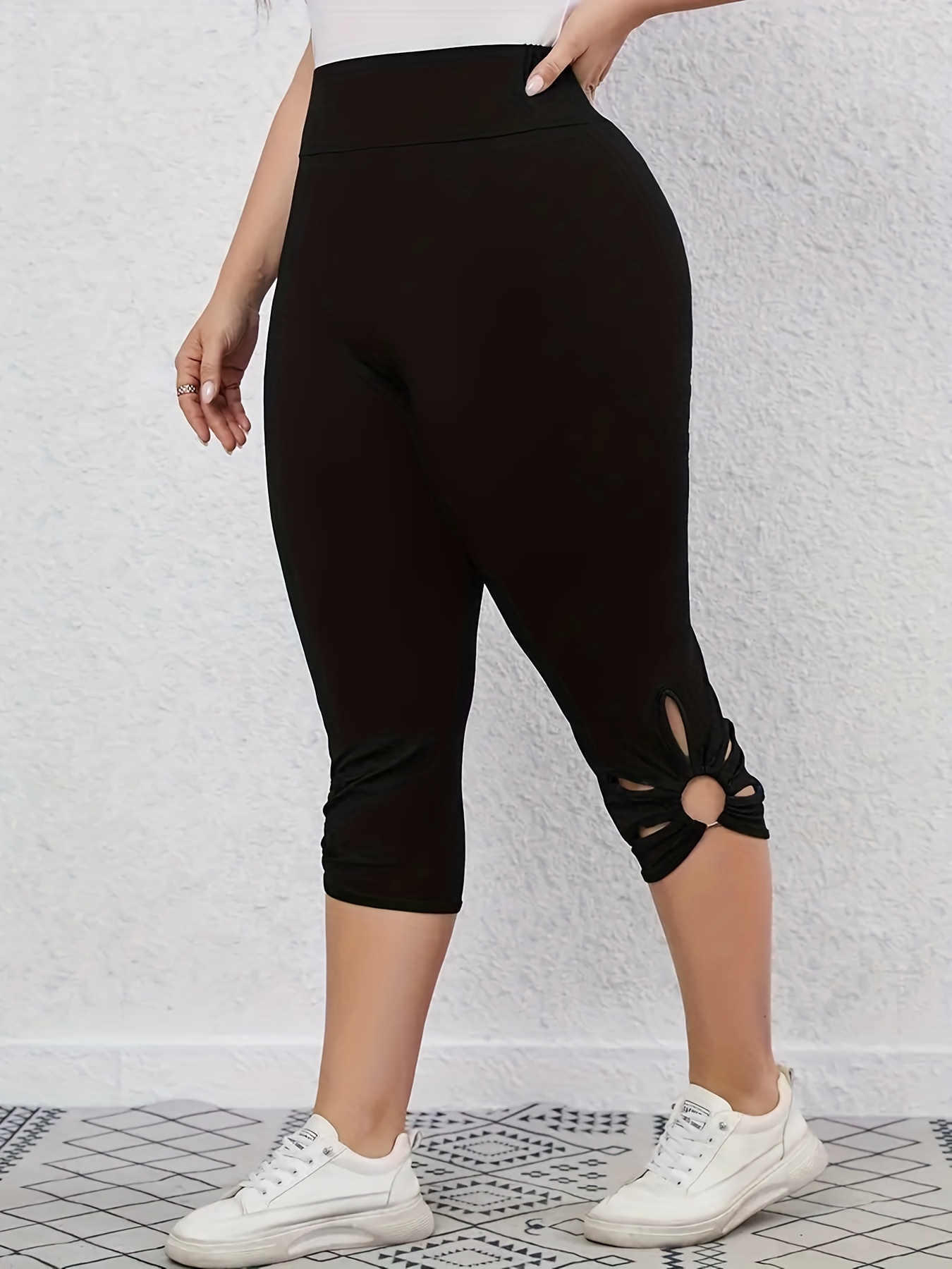 Ring Linked Skinny Capris Leggings for Women