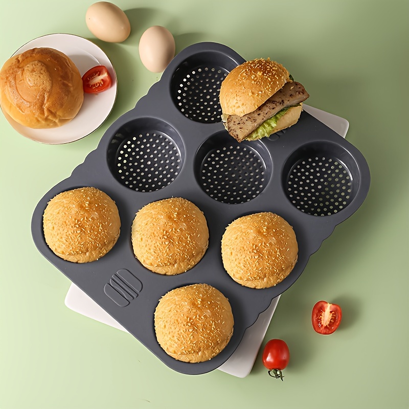 Acheter Plaque de cuisson à muffins antiadhésive pour four à micro-ondes,  moule à pain à Hamburger en Silicone à 6 cavités, plat de cuisson à gâteau  et à pain