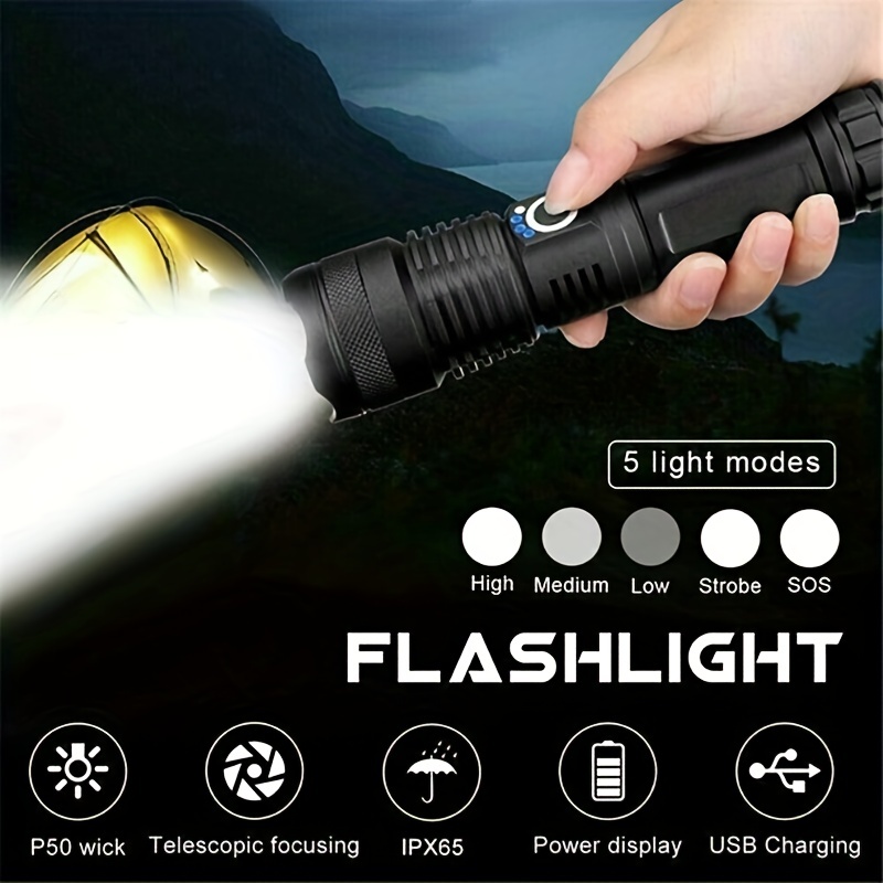 Torche Lampe de Poche, LED USB Rechargeable Ultra Puissante Lampe