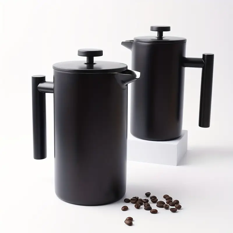 1pc double layer 304 stainless steel french pressure pot insulation hand brew coffee pot household juice pot milk tea bean milk pot manual coffee containers coffee accessories details 6