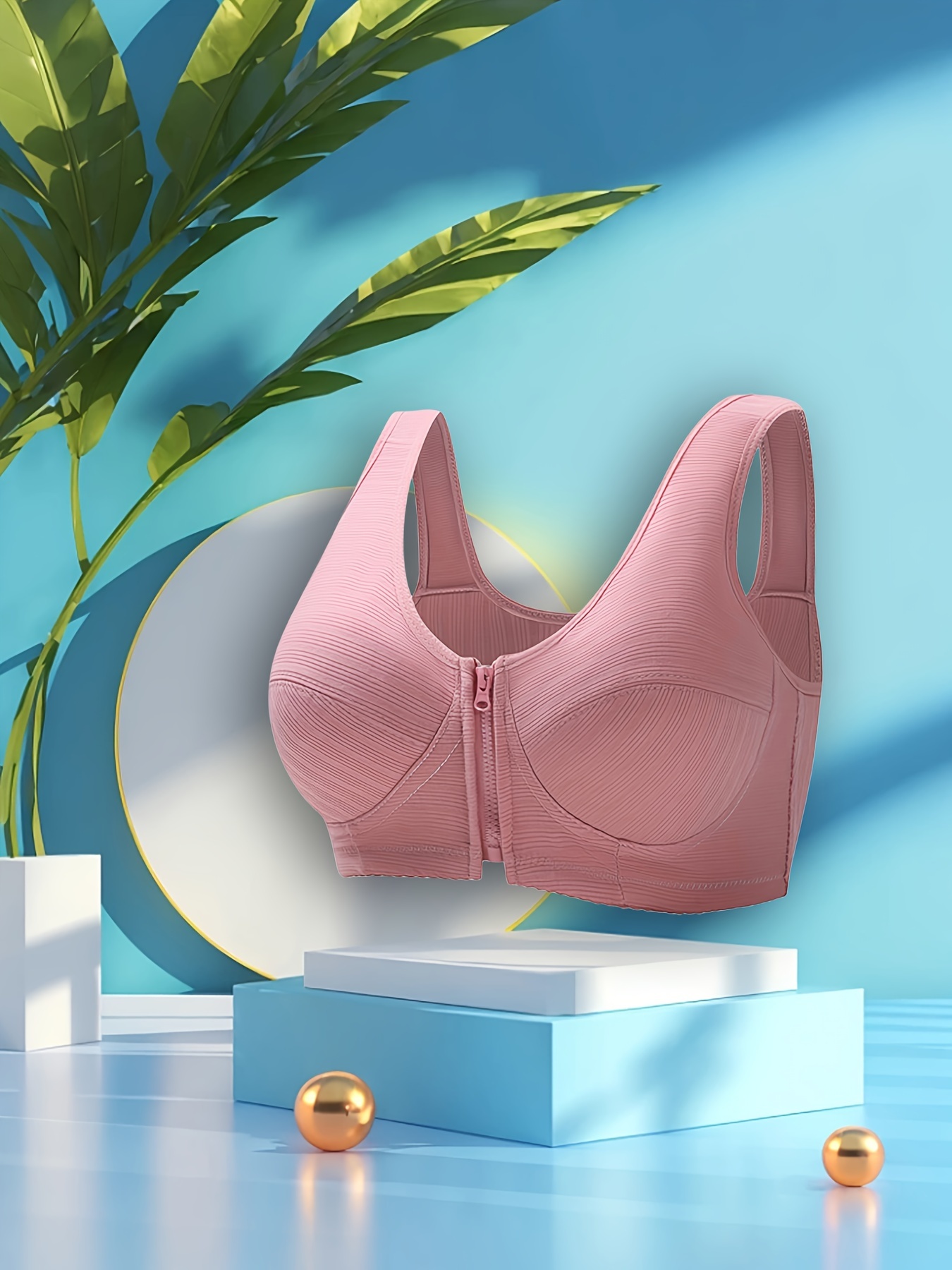 Post Surgical Wireless Bra, Soft & Comfy Zipper Compression Support Bra,  Women's Lingerie & Underwear