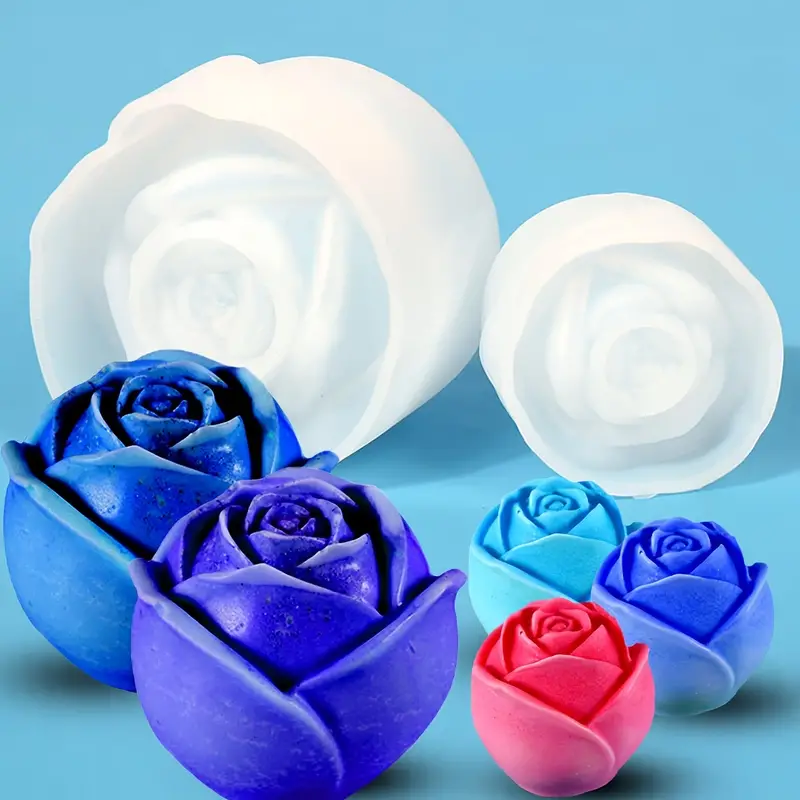 Rose Flower Ball Candle Molds, 3d Rose Flowers Silicone Resin Mold For Diy  Candle Making Valentines Day Gifts