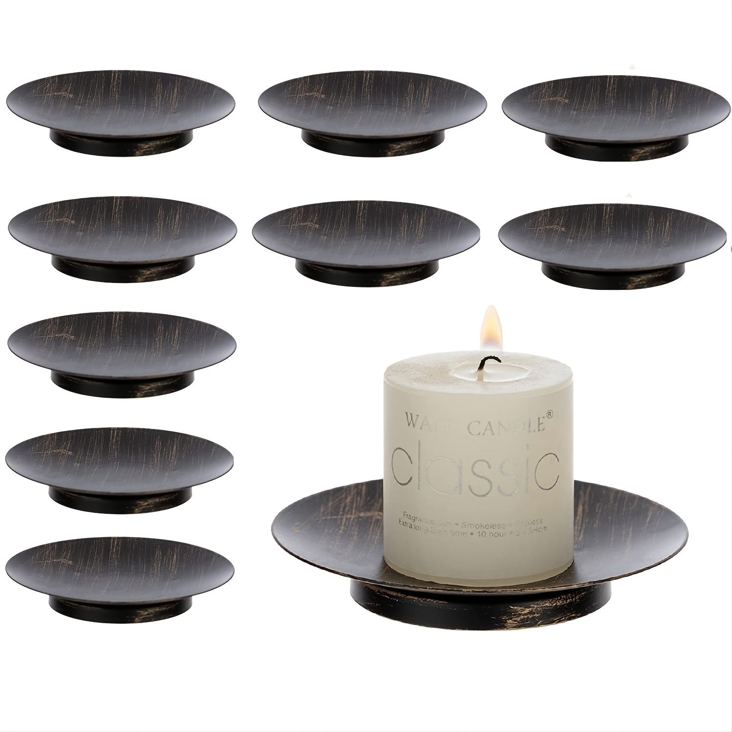 Portavelas para velas – Soporte para velas de hierro negro para velas de  pilar, juego de 3 portavelas de pedestal decorativo, plato de vela para  velas