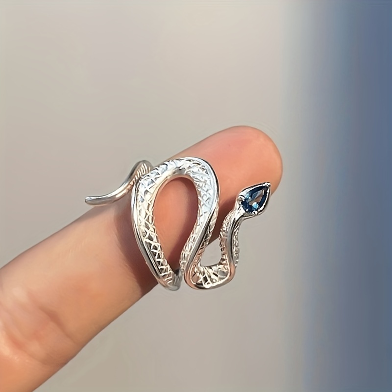 Men's Sea Topaz Snake Open Ring