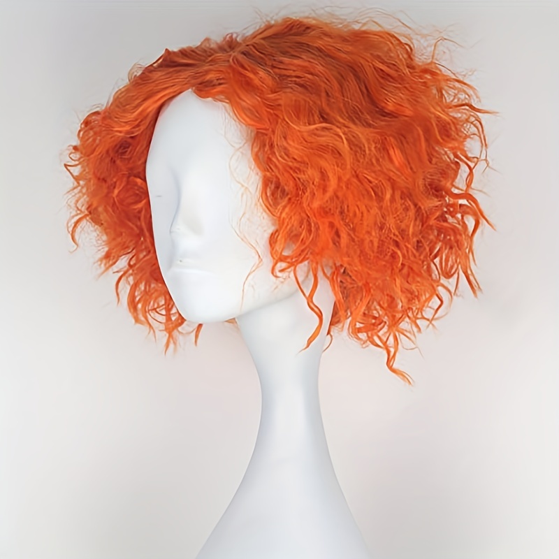 Costume Wigs Orange Short Curly Wig Synthetic Wig Anime Temu