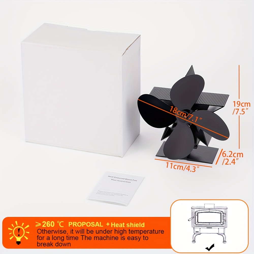 4/5 Blades Fireplace Fan With Thermal Power Quiet Sound - Temu