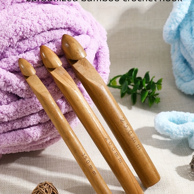 1pc 25mm Head Carbonized Round Cylinder Crochet Hook, Suitable For Thick  Rope Or Carpet