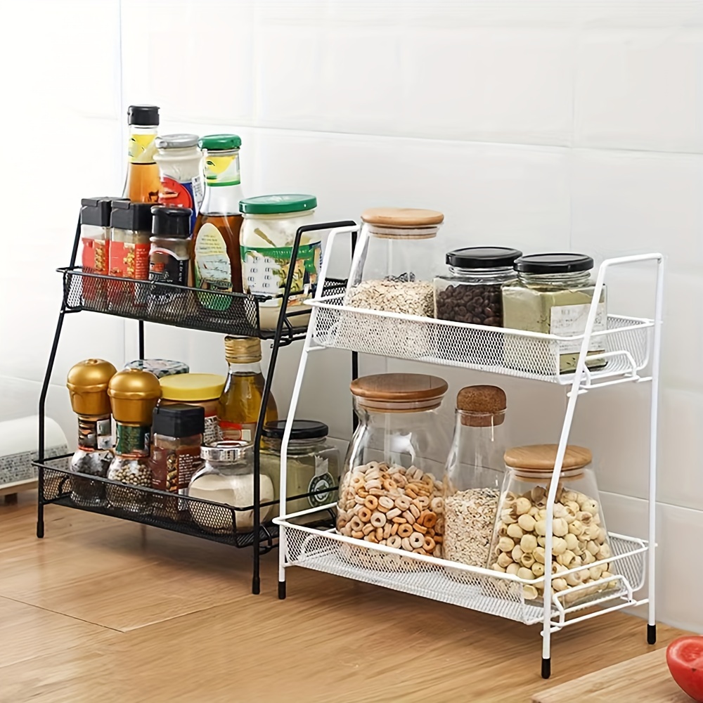 Shikan Stackable Cabinet Shelf Kitchen Cabinet Organizers and Storage, Kitchen Pantry Shelves Organizer, 2 Pack Safety Guardrail Kitchen Counter Bedroom