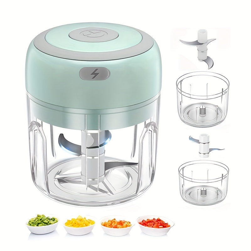  Vegetable Cutter Mini Wireless Electric Garlic Mud Masher  Garlic Chopper Cutting Pressing Mixer Auxiliary Food Slicer Hand Mixer  Vintage Look: Home & Kitchen