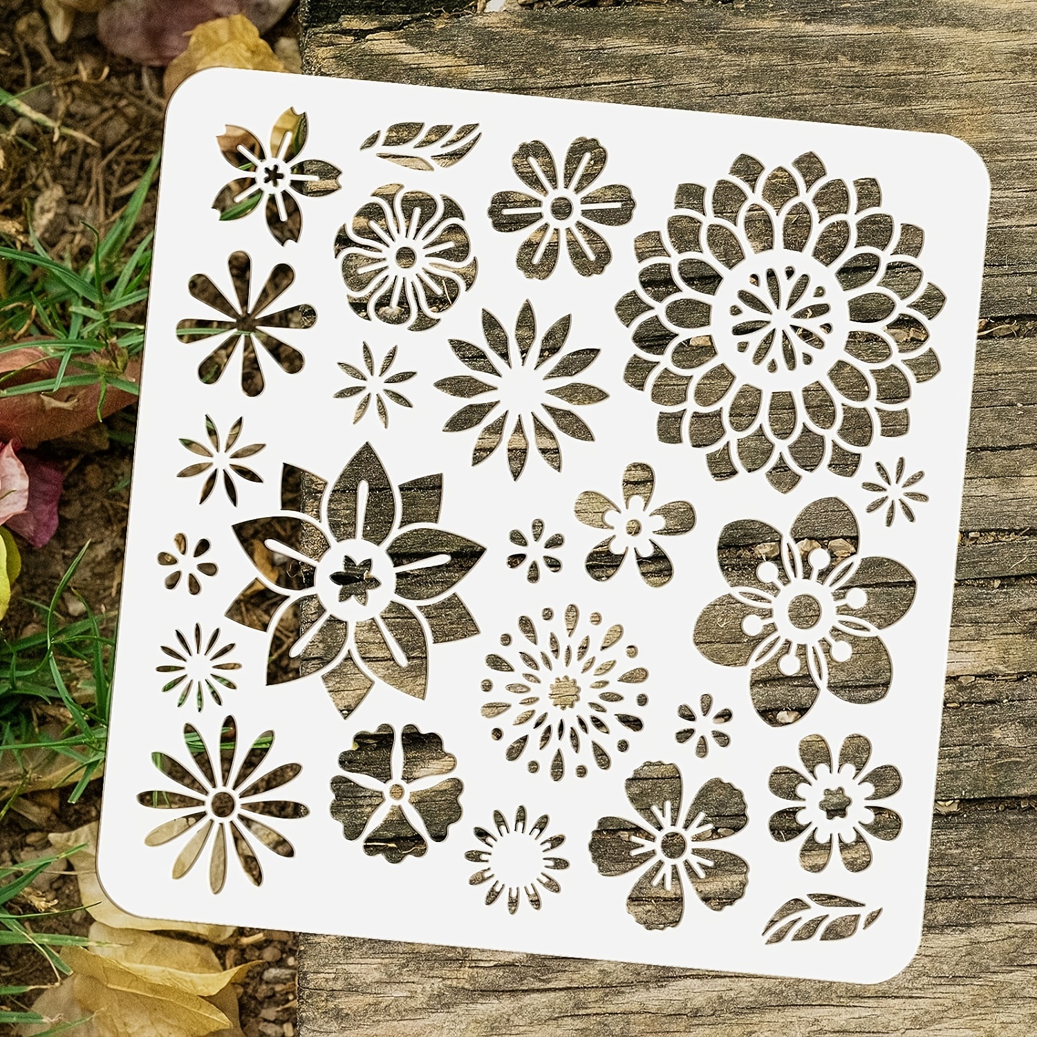 12x12inch Plant Fantasy Plastic Painting Stencils Templates Floral Pattern  Reusable Stencil Flowers Template for DIY Art Craft Wall Canvas Furniture 