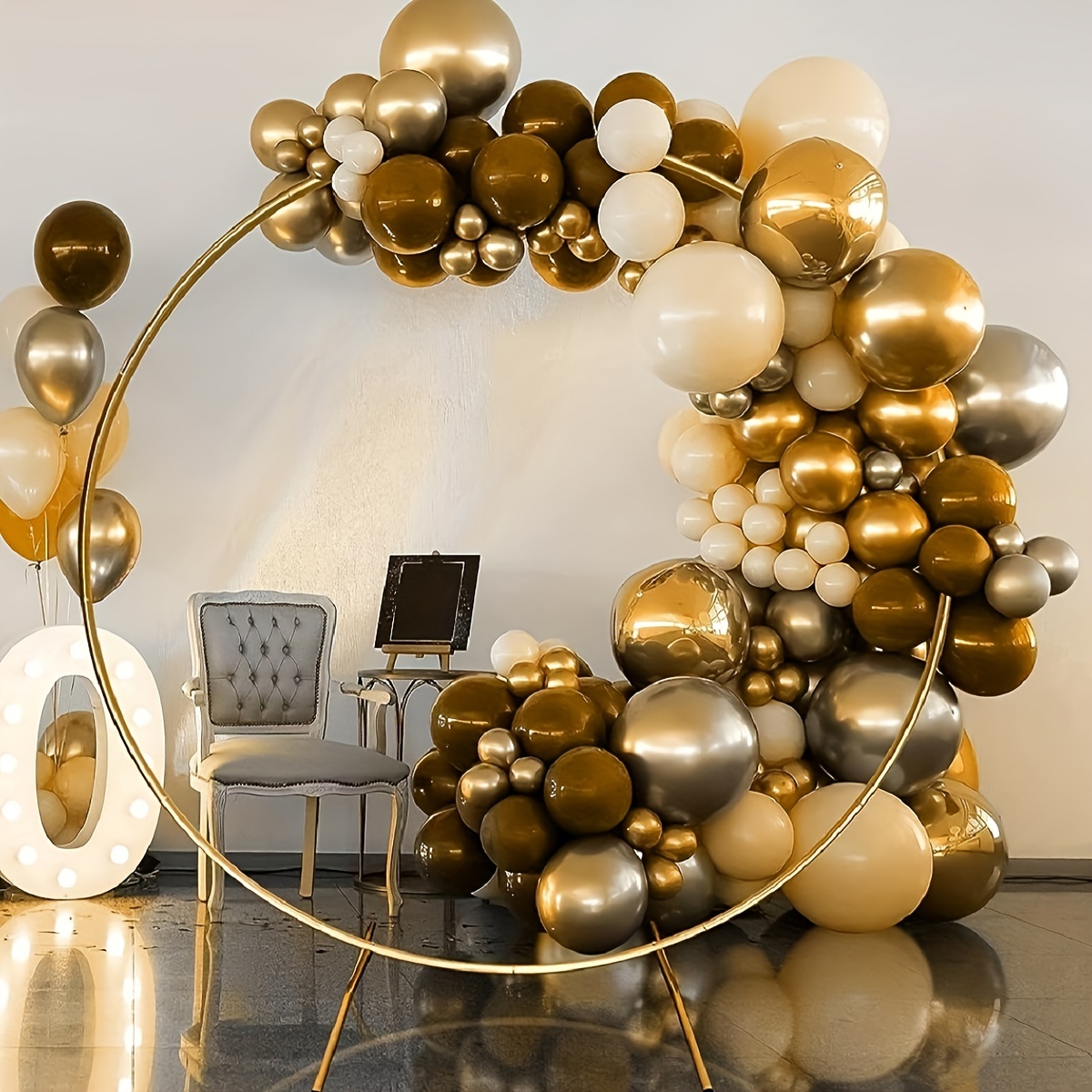 Decoración de arco de globos cuadrados de metal, 6.6 pies x 6.6 pies,  soporte de flores con base, para ceremonia, aniversario, cumpleaños, baby