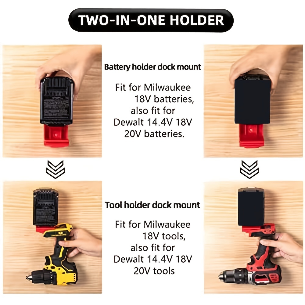 2 Pack** Black & Decker 20V Battery Slot Tool Holder Mount