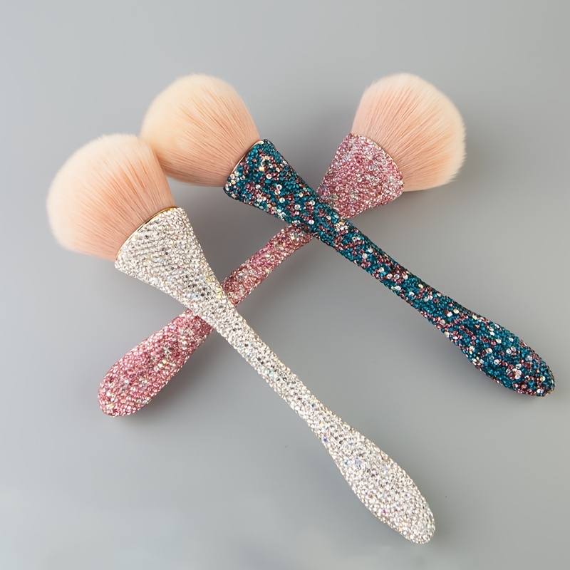 12 Piece Bling Rhinestone Makeup Brushes, Pink
