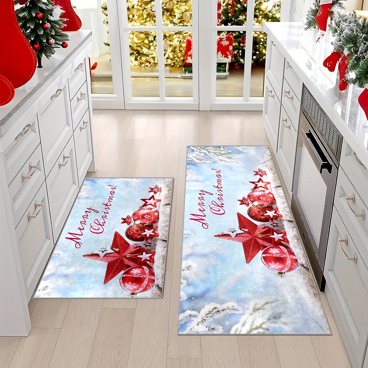 Christmas Kitchen Rugs And Mats Non Skid Washable Absorbent - Temu