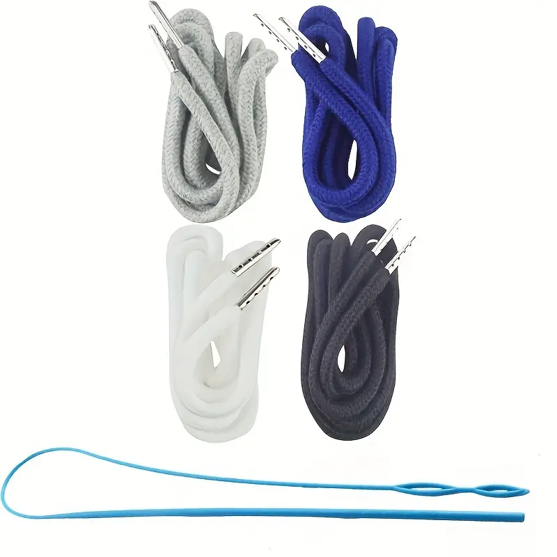 SelfTek 12 Pcs Replacement Drawstrings Cord,with 3 Pcs Drawstring Threader,15  Pcs Plastic Cord Locks End Spring Stop Toggle