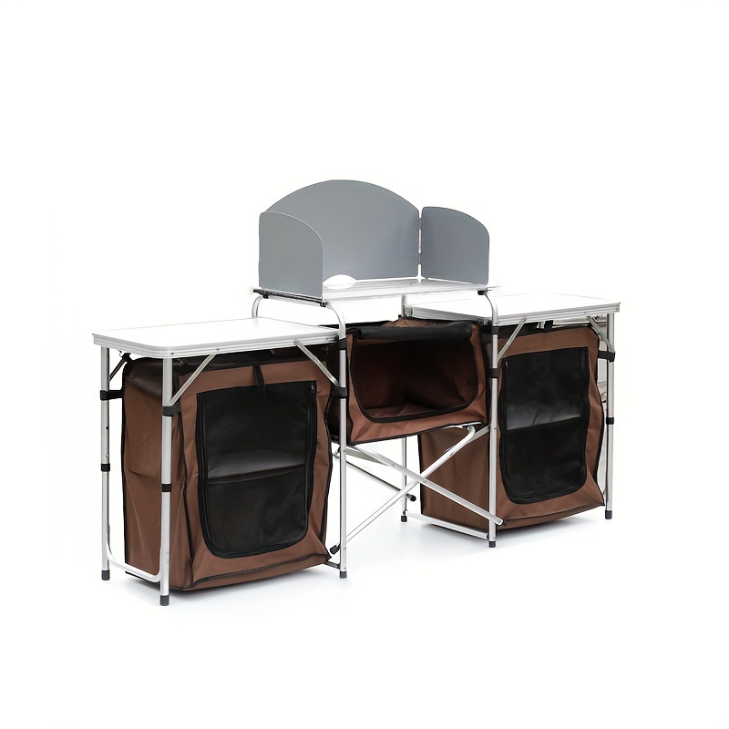  JIONET Mesa plegable portátil con mesa principal de 37  pulgadas, instalación rápida de aluminio, estación móvil de preparación de  alimentos para cocina al aire libre para picnic, fiesta de traslado,  caravana