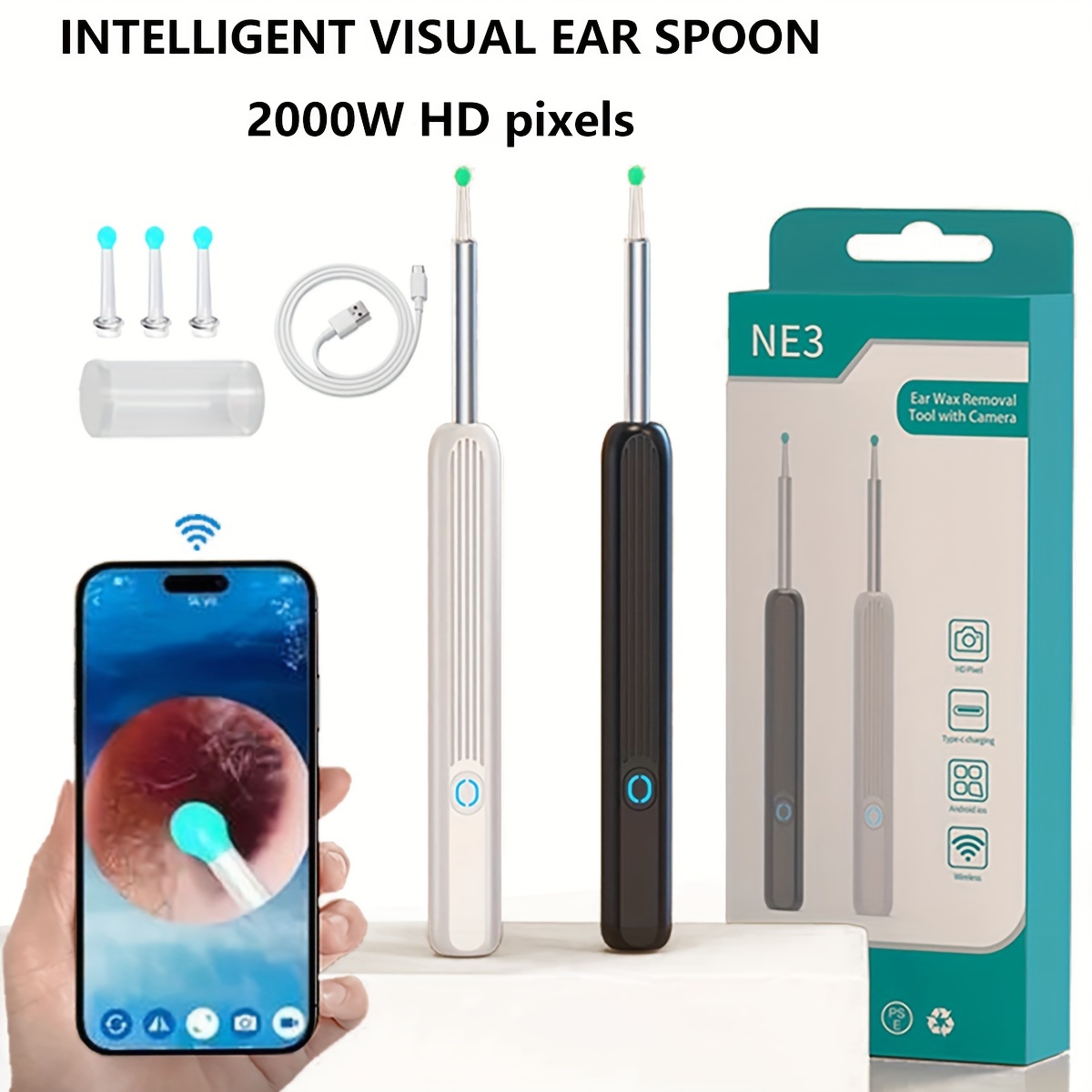 1 Set Of Home Smart Visual Ear Scoop With Camera, Wifi Video Ear