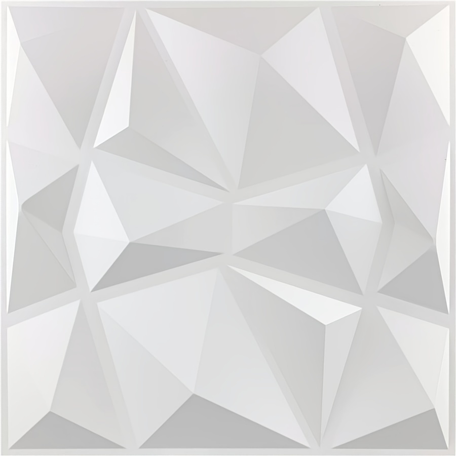 Art3d White Decorative 3D Wall Panels Leather Wall Tiles Diamond Design 23.6 in. x 23.6 in. (6-Tiles/Box)