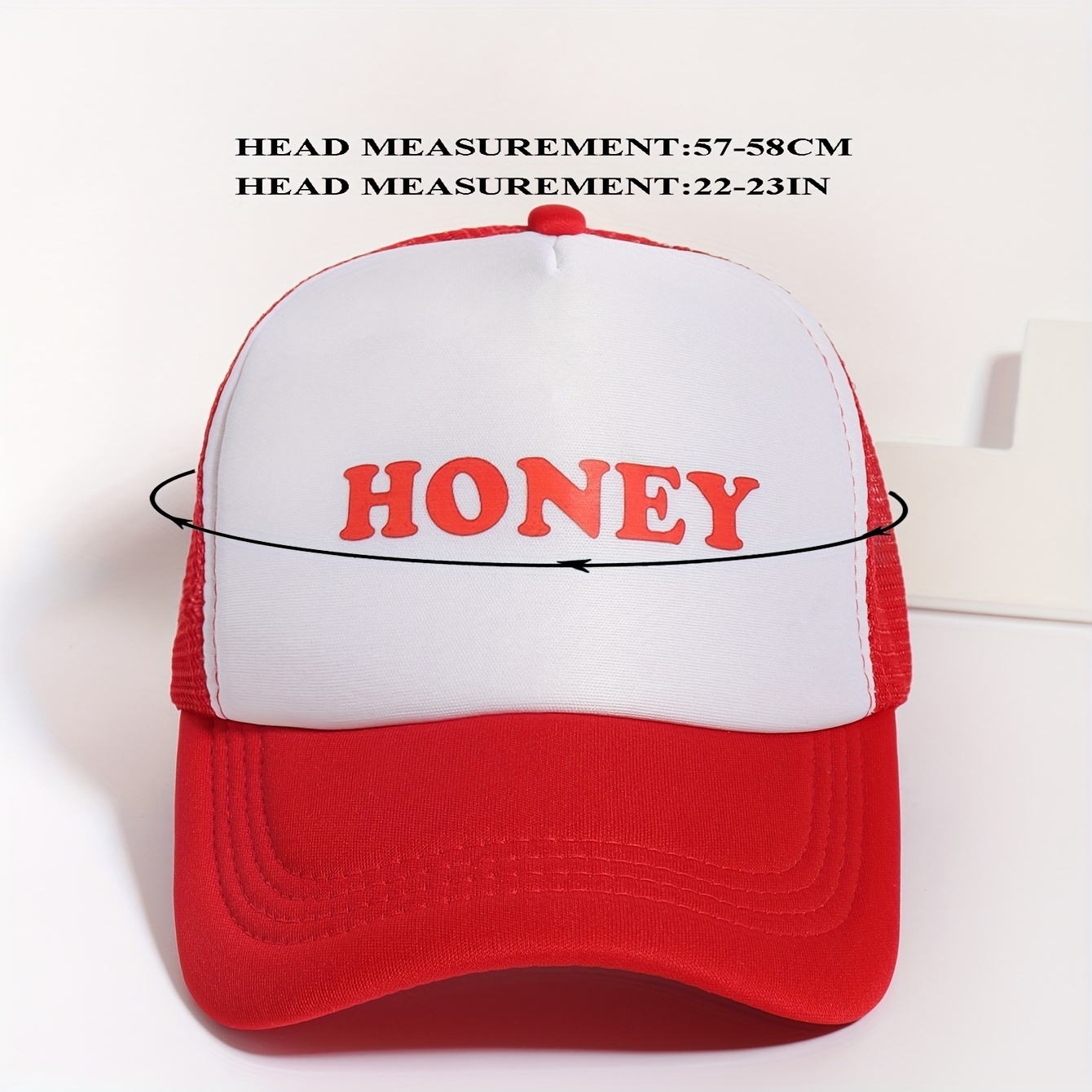 HONEY Print Red Trucker Hat, Unisex Baseball Cap