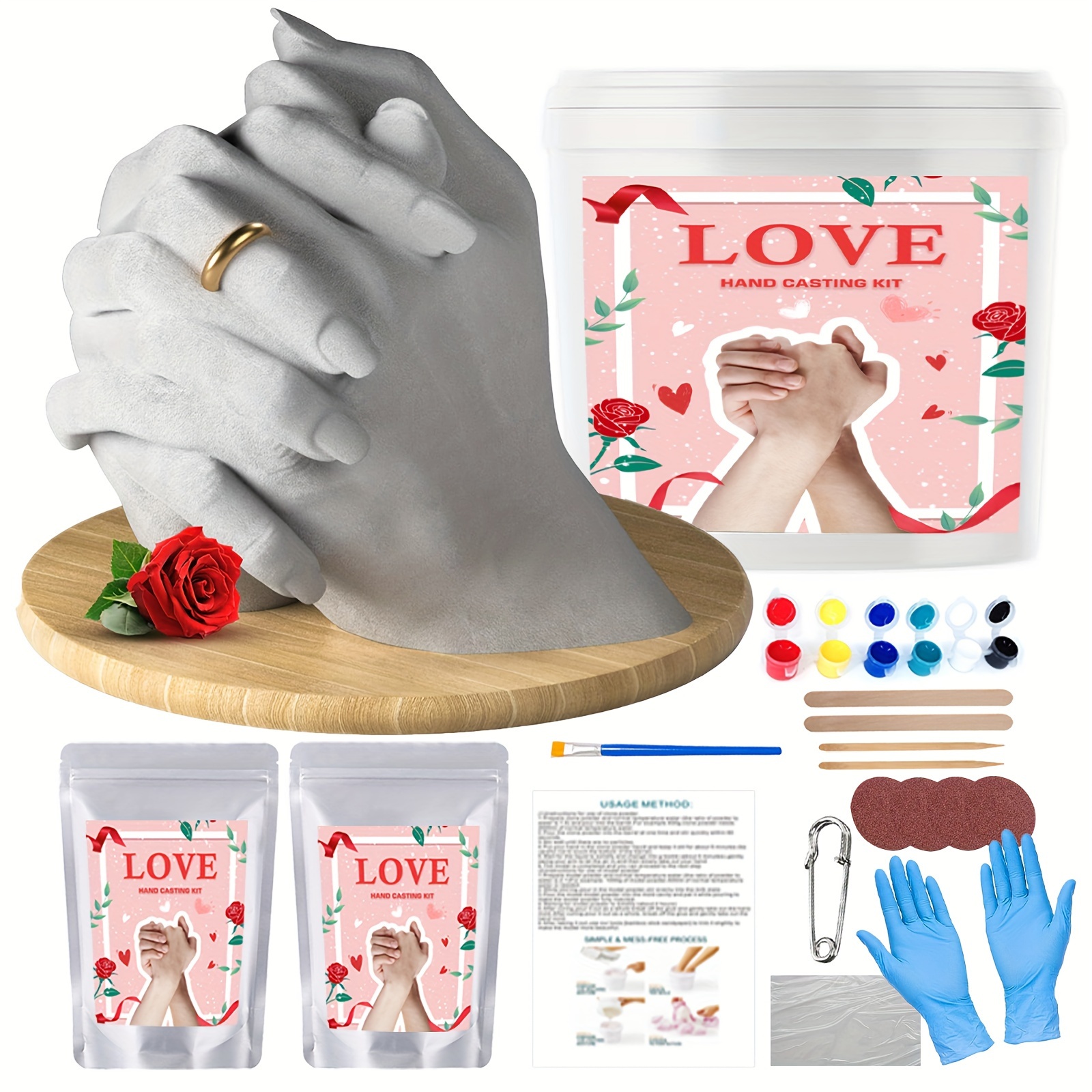 Hands DIY Hand Casting Kit DIY Plaster Statue Molding Kit 3D Hand Print Mold Powder Casting Kit Hand Holding Sculpture Kit Crafts for Family Adult
