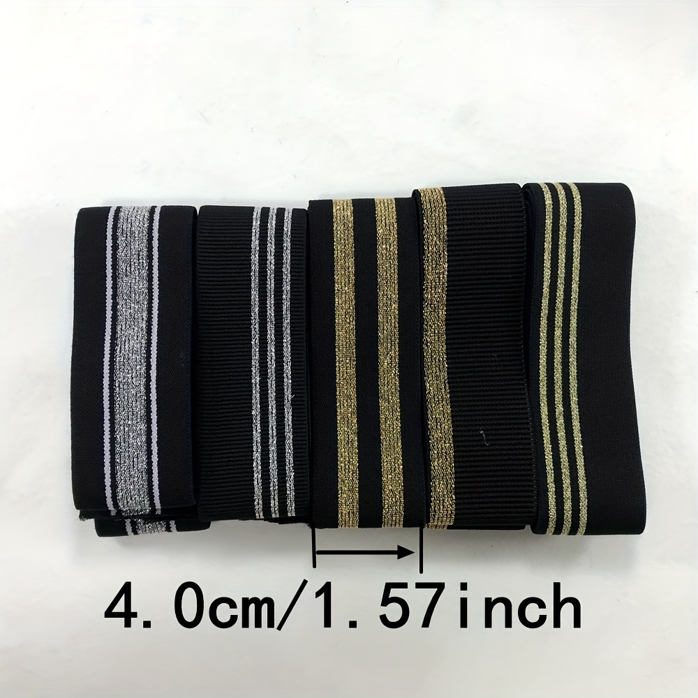 Fashion LV 1.5 inch Elastic Strap ,Handmade Striped Ribbon Trim