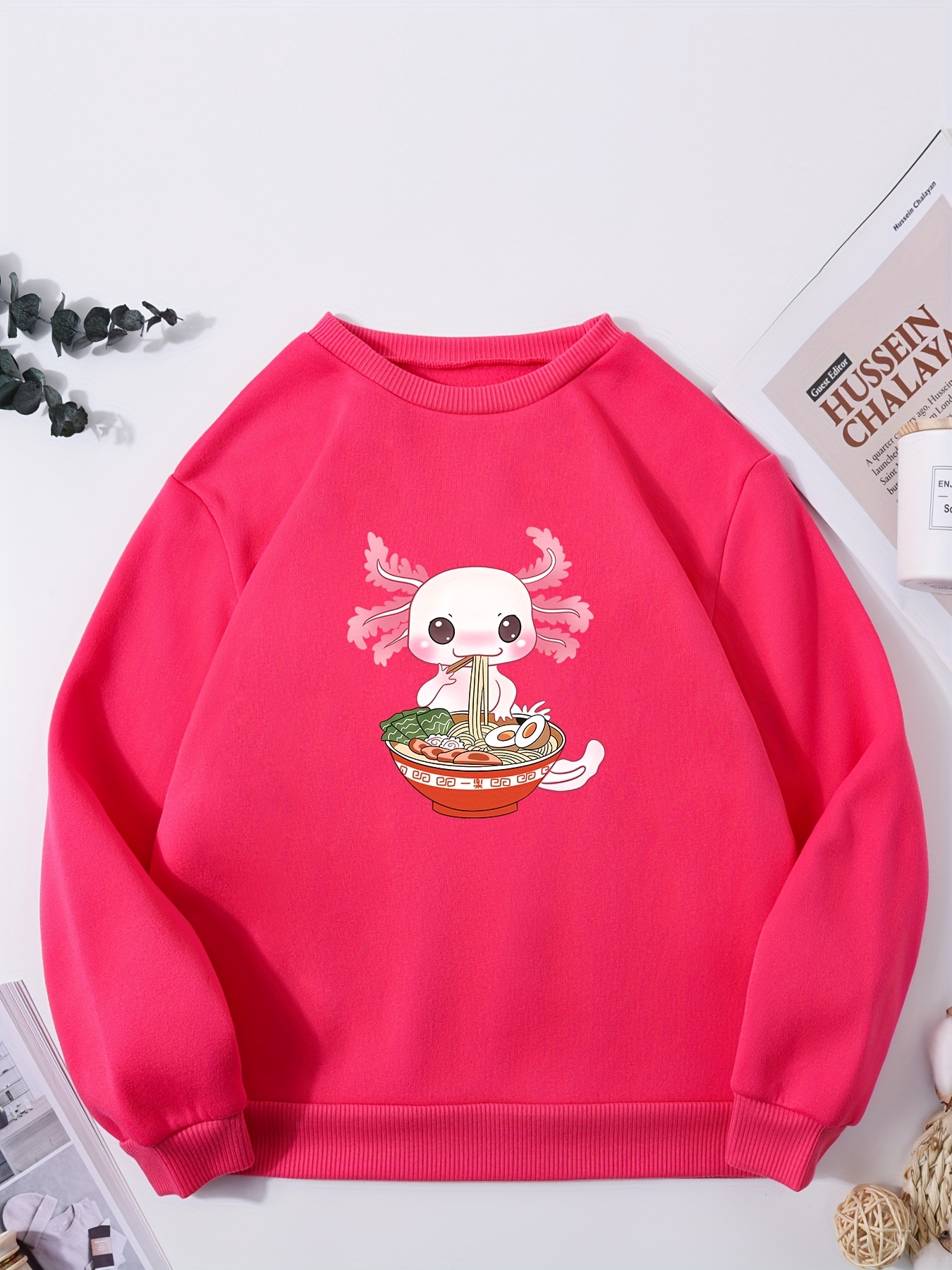 Camiseta de gola redonda com estampa de desenho animado Axolotl