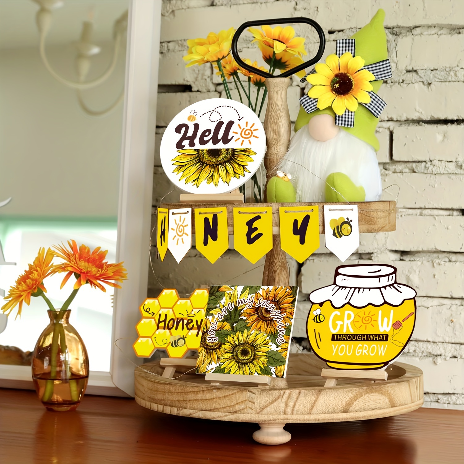 3 piezas de decoración de colmena de abejas de abejas escalonadas,  decoración de verano y primavera, decoración de abeja, mini yute, colmena  de