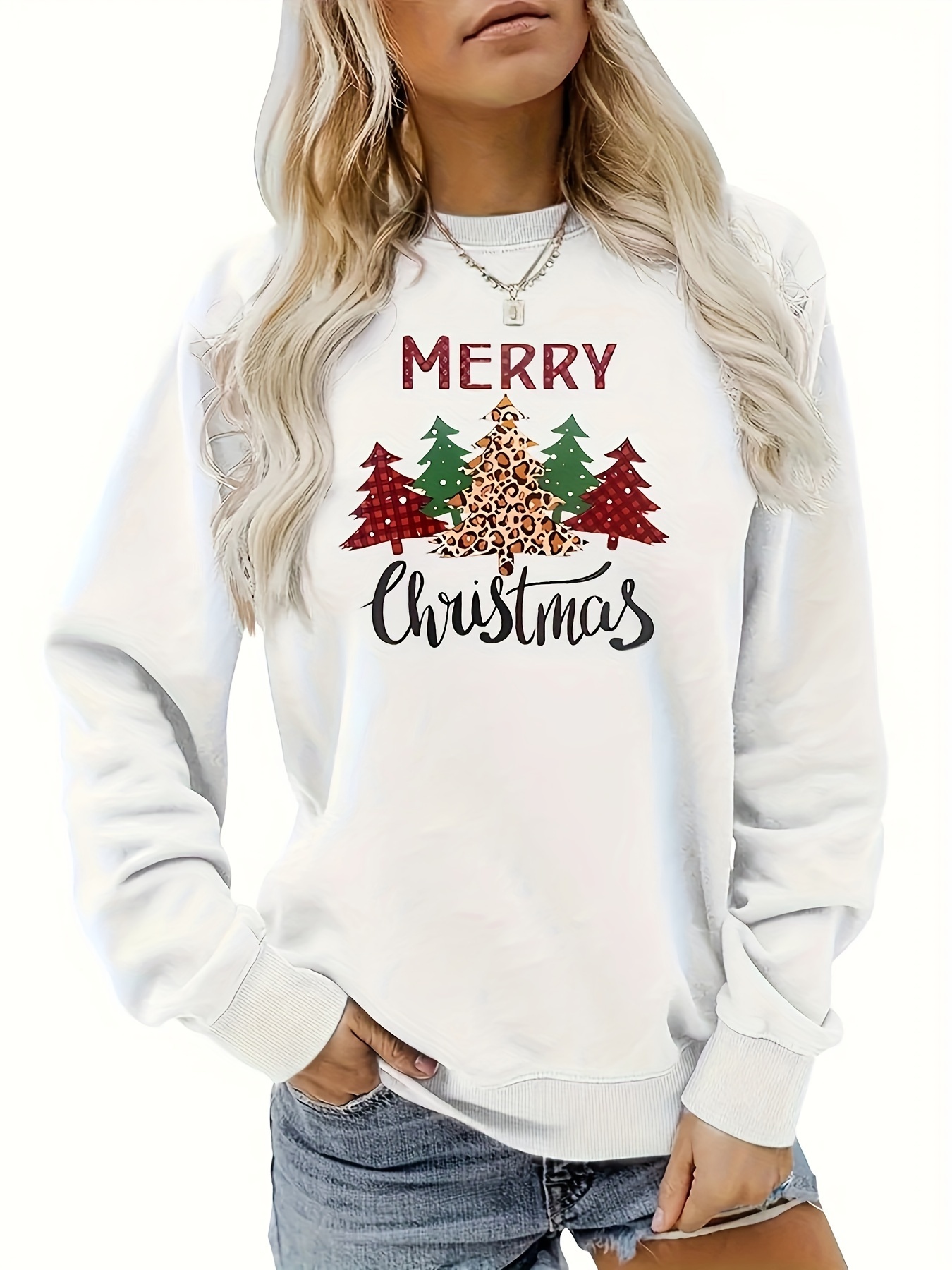 Plush Christmas Print Long Sleeve Top