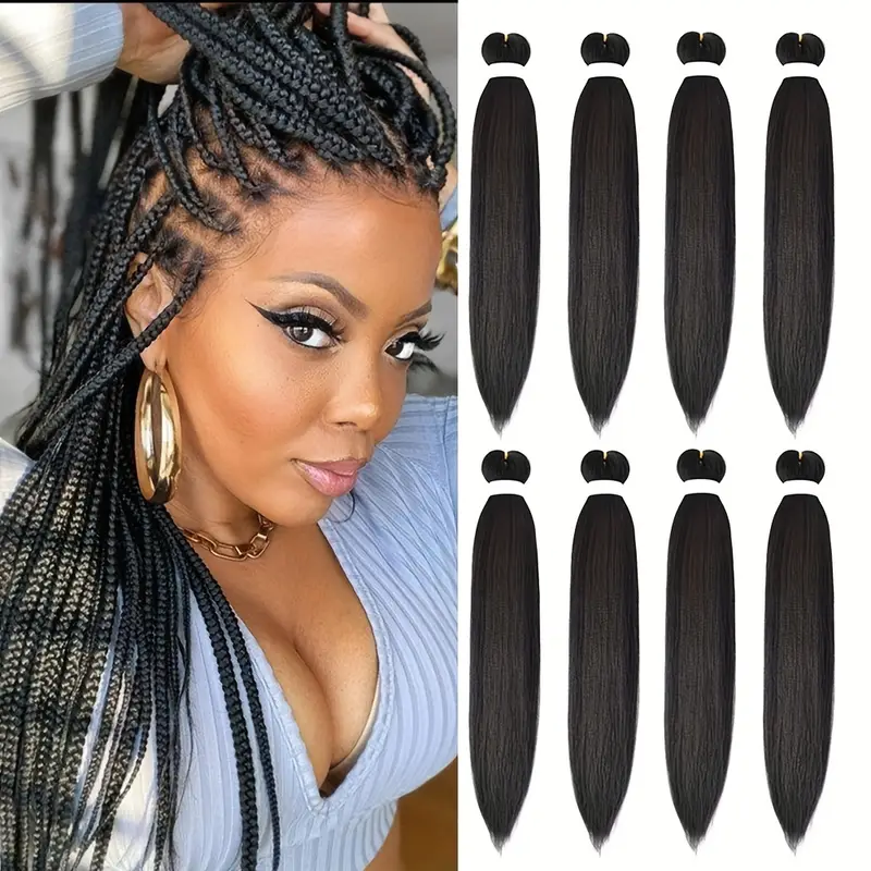 Pre Stretched Braiding Hair 26 Inch 8 Packs Professional Soft Yaki braiding  Hair For Braids Hot Water Setting Synthetic Crochet Hair Extensions (26