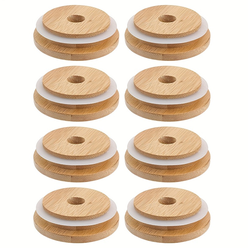  Sieral 70mm Bamboo Jar Lids with Straw Hole for Glass Cup  Reusable Regular Bamboo Beer Can Lids Wooden Canning Lids Compatible with  Mason Jar Regular Mouth, 2.76 Inch(30 Pcs): Home 