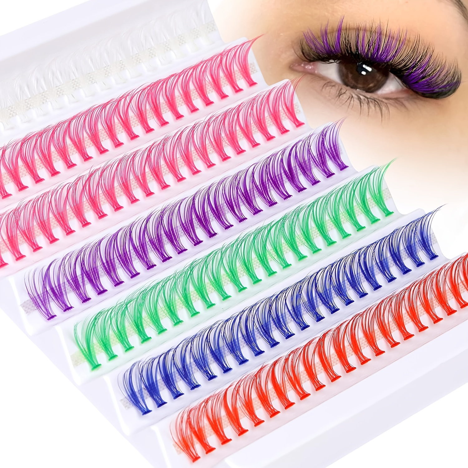 

140pcs Colorful Cluster Lashes, Personal Flared Lashes Cc Curling Lash Cluster Diy Eyelash Extension Colored Lashes For Halloween Party Stage Makeup