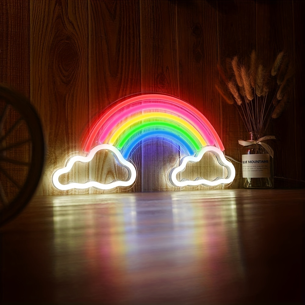 1pc Insegna al neon arcobaleno, lampada da parete, luce arcobaleno a LED,  illuminazione a sospensione per